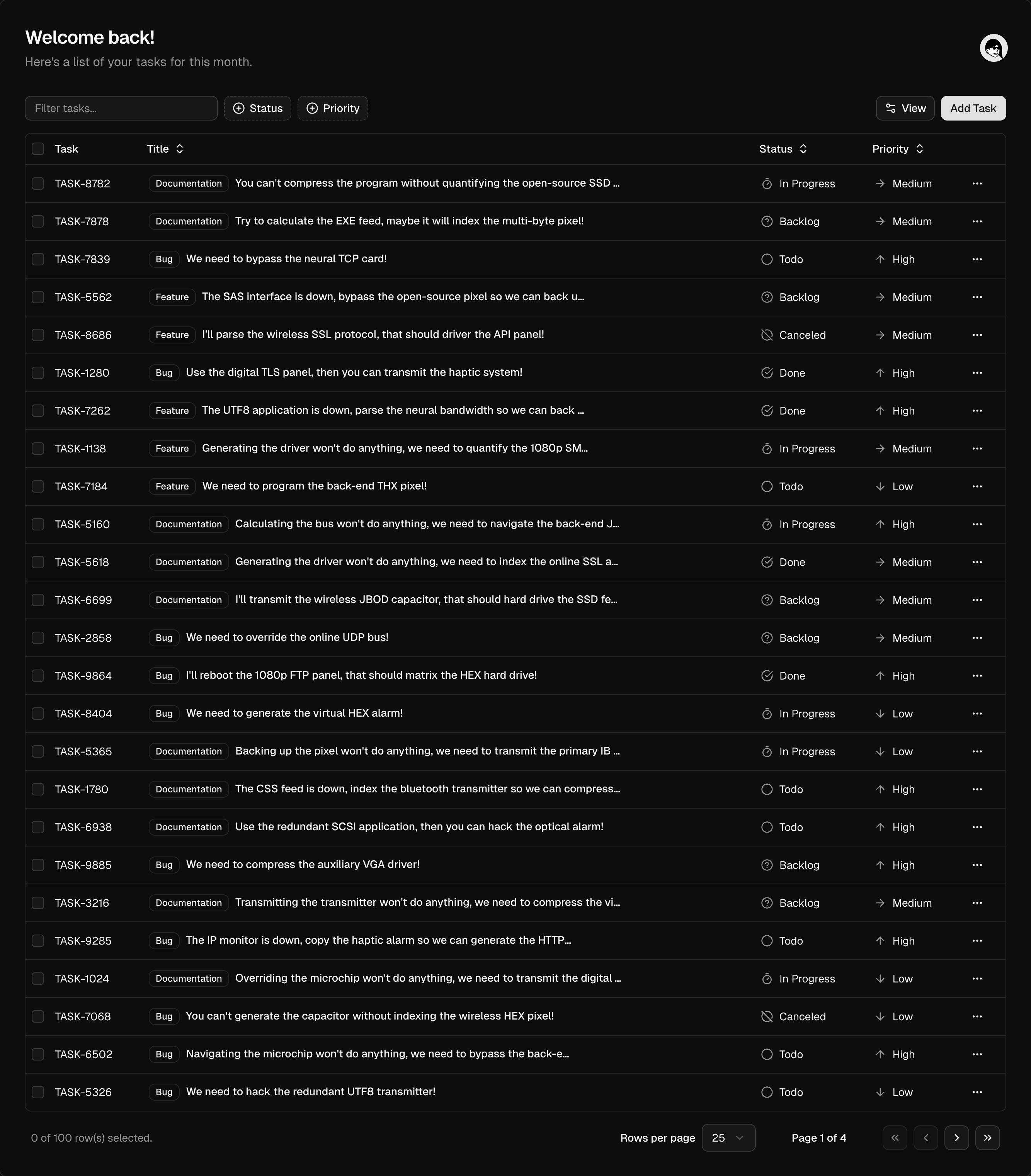 Tasks preview